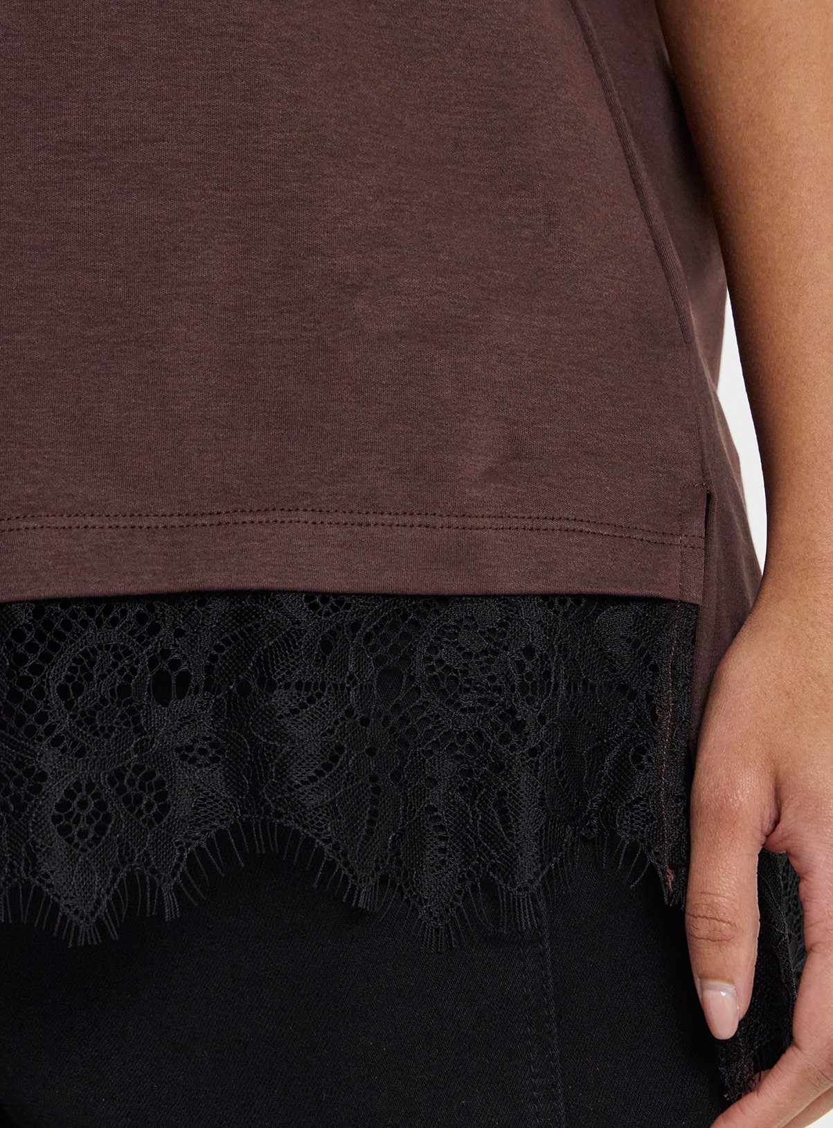 SIMPLY BE Brown Lace 2 in 1 T-Shirt 20 - Image 4 thumbnail
